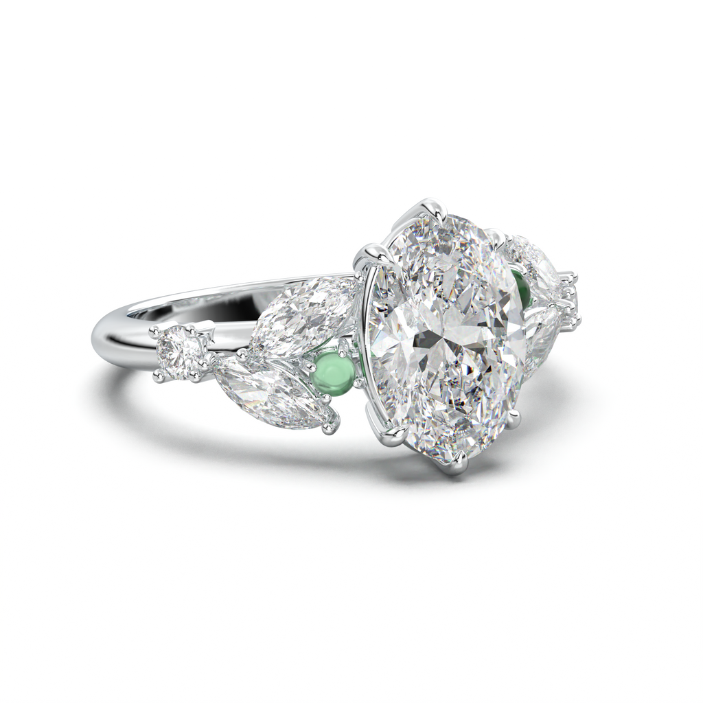 Oval Marquise-Accent Engagement Ring