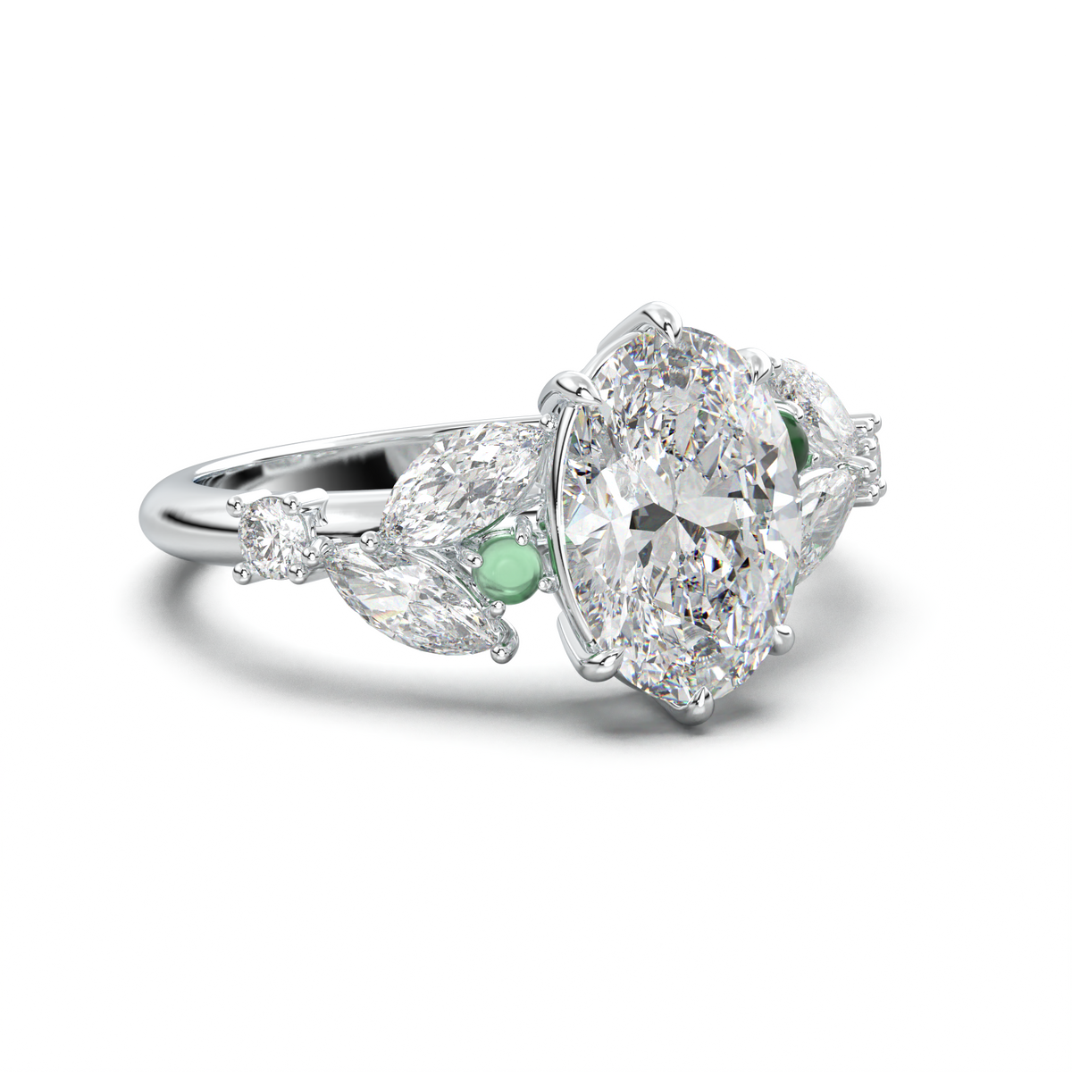 Oval Marquise-Accent Engagement Ring