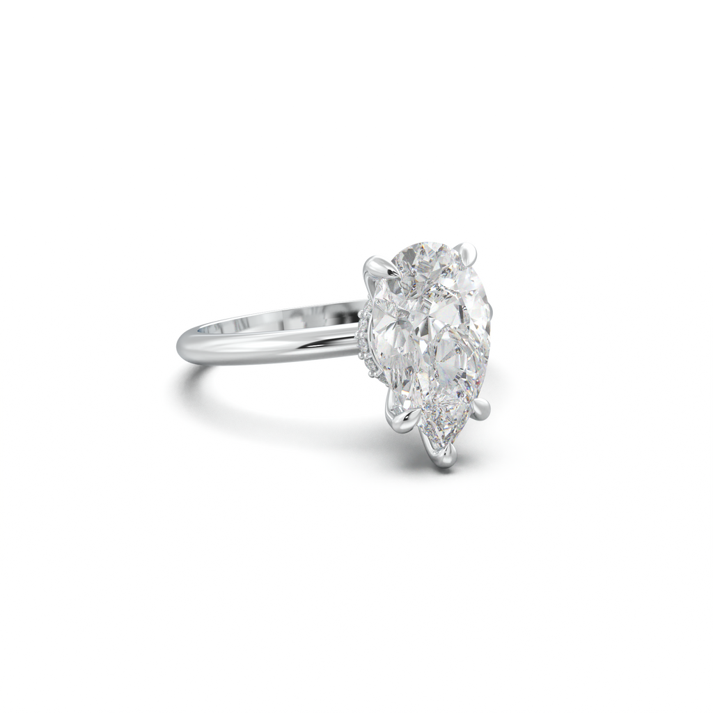 Pear Hidden Halo Engagement Ring