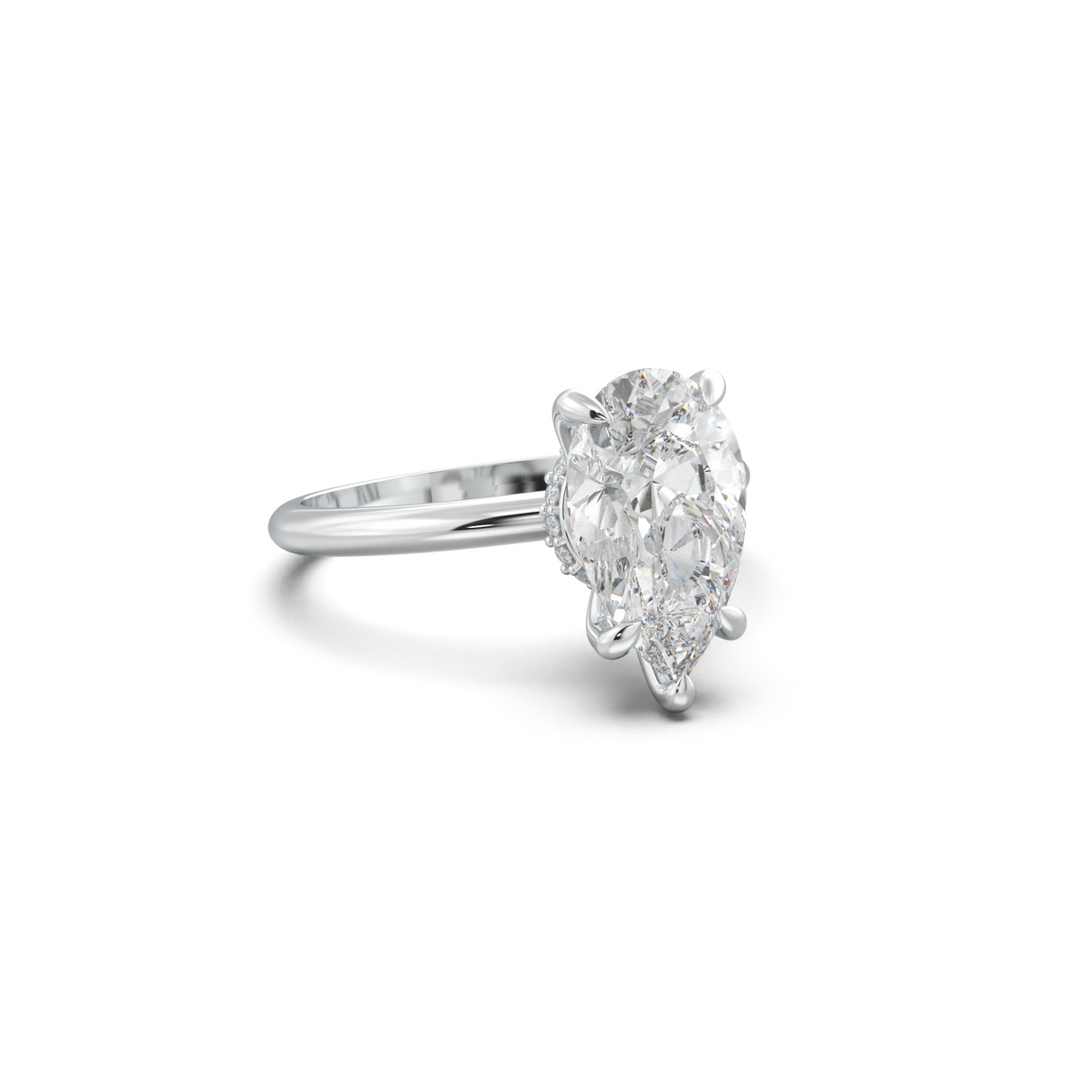 Pear Hidden Halo Engagement Ring