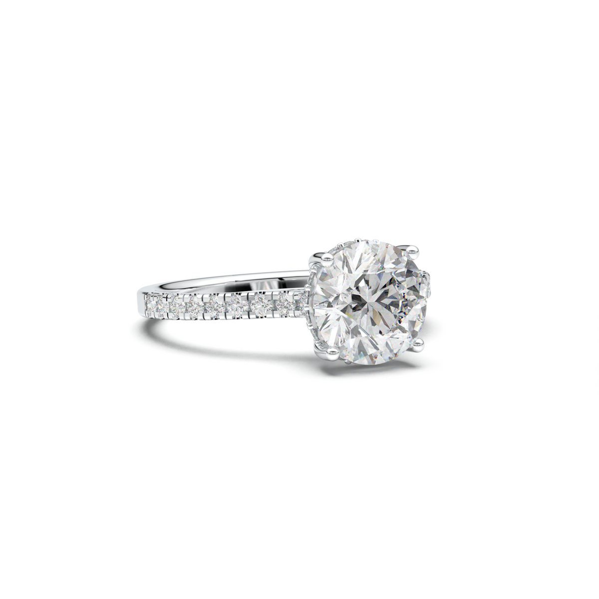 Round Pavé Engagement Ring