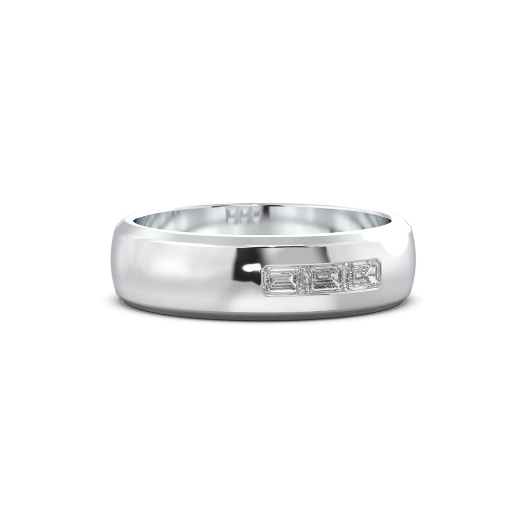 Three-Emerald Inlay Men's Band