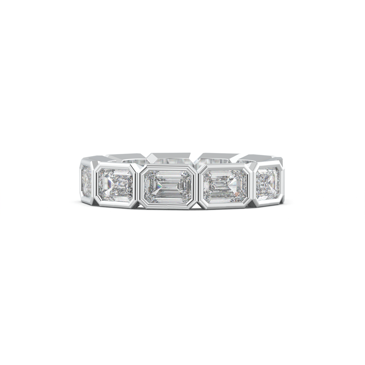 Emerald-Cut Bezel-Style Eternity Wedding Band