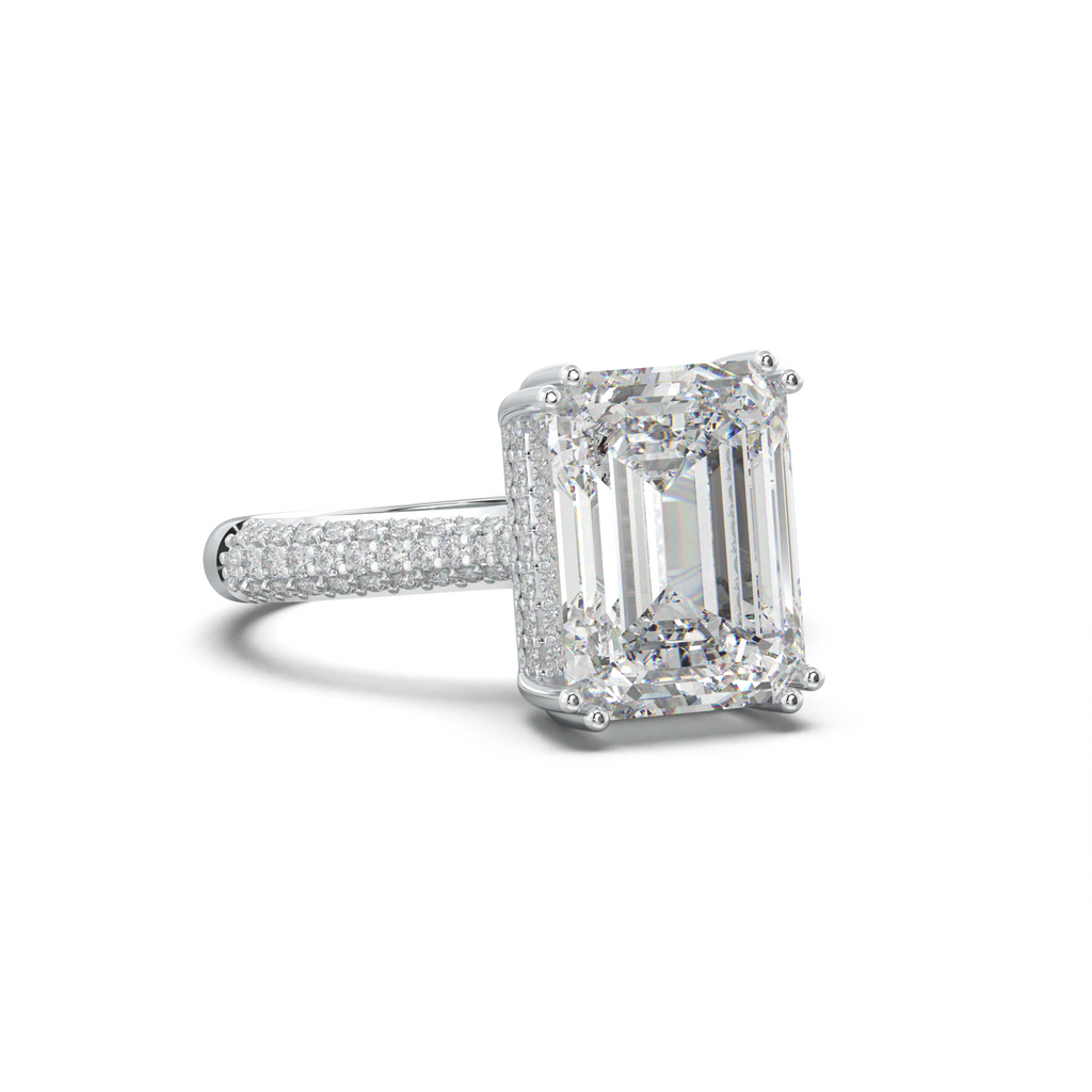 Emerald Double Pavé Engagement Ring