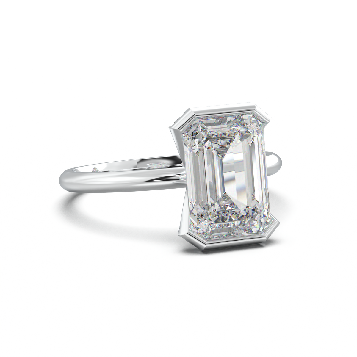 Emerald Hidden Halo Engagement Ring