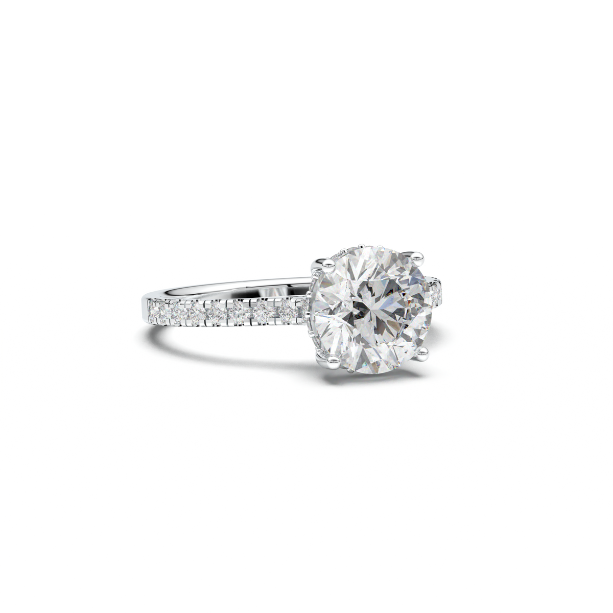 Round Pavé Engagement Ring
