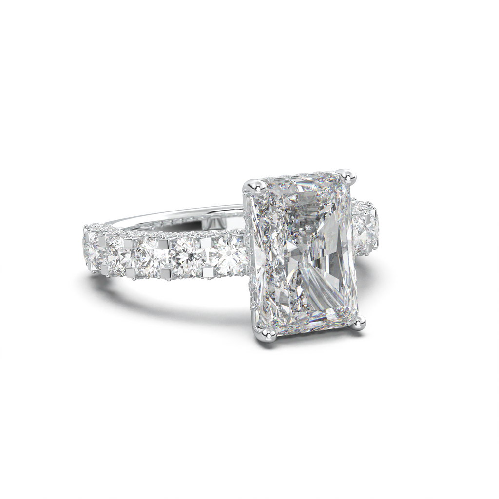Radiant Diamond Band Engagement Ring