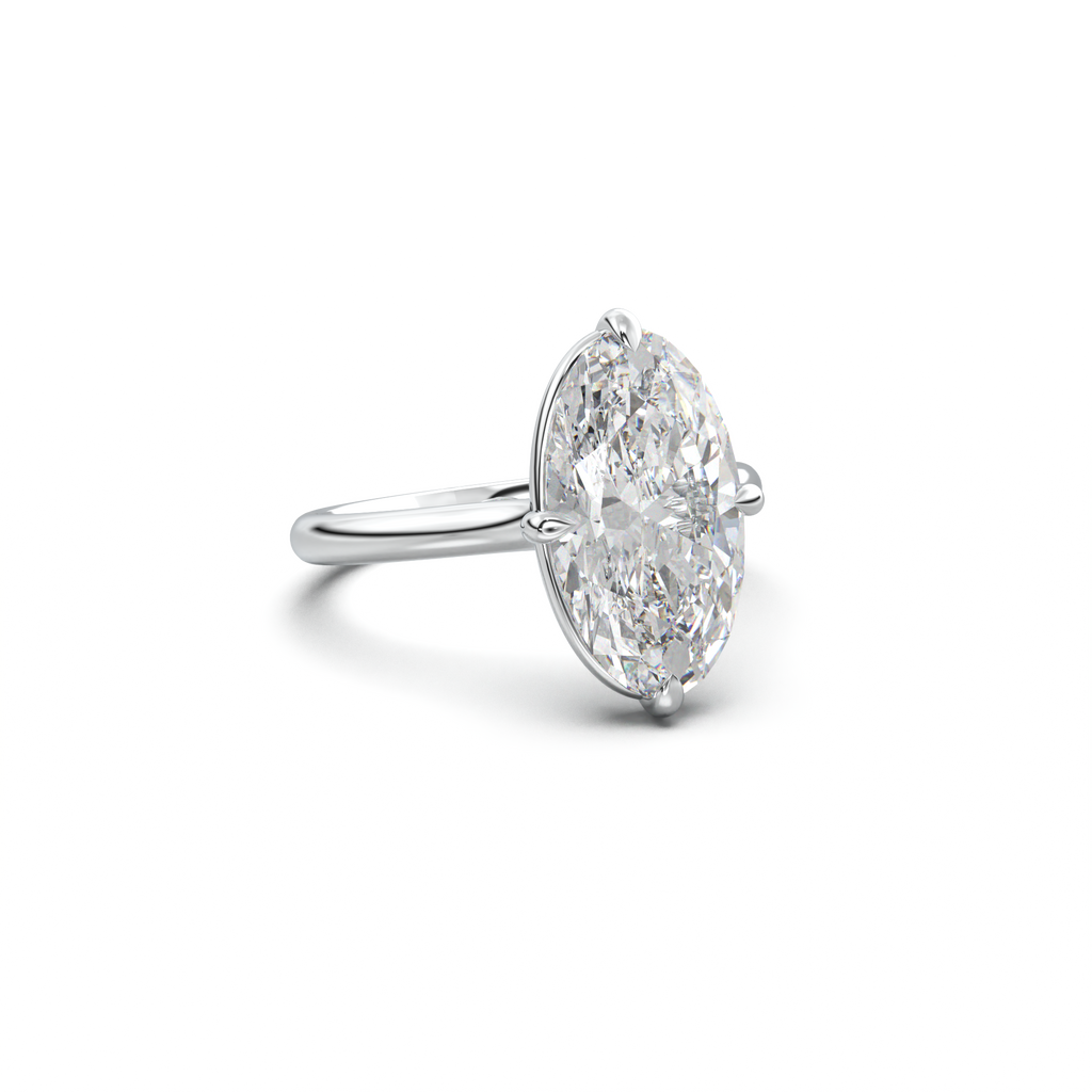 Elongated Moval Solitaire Engagement Ring