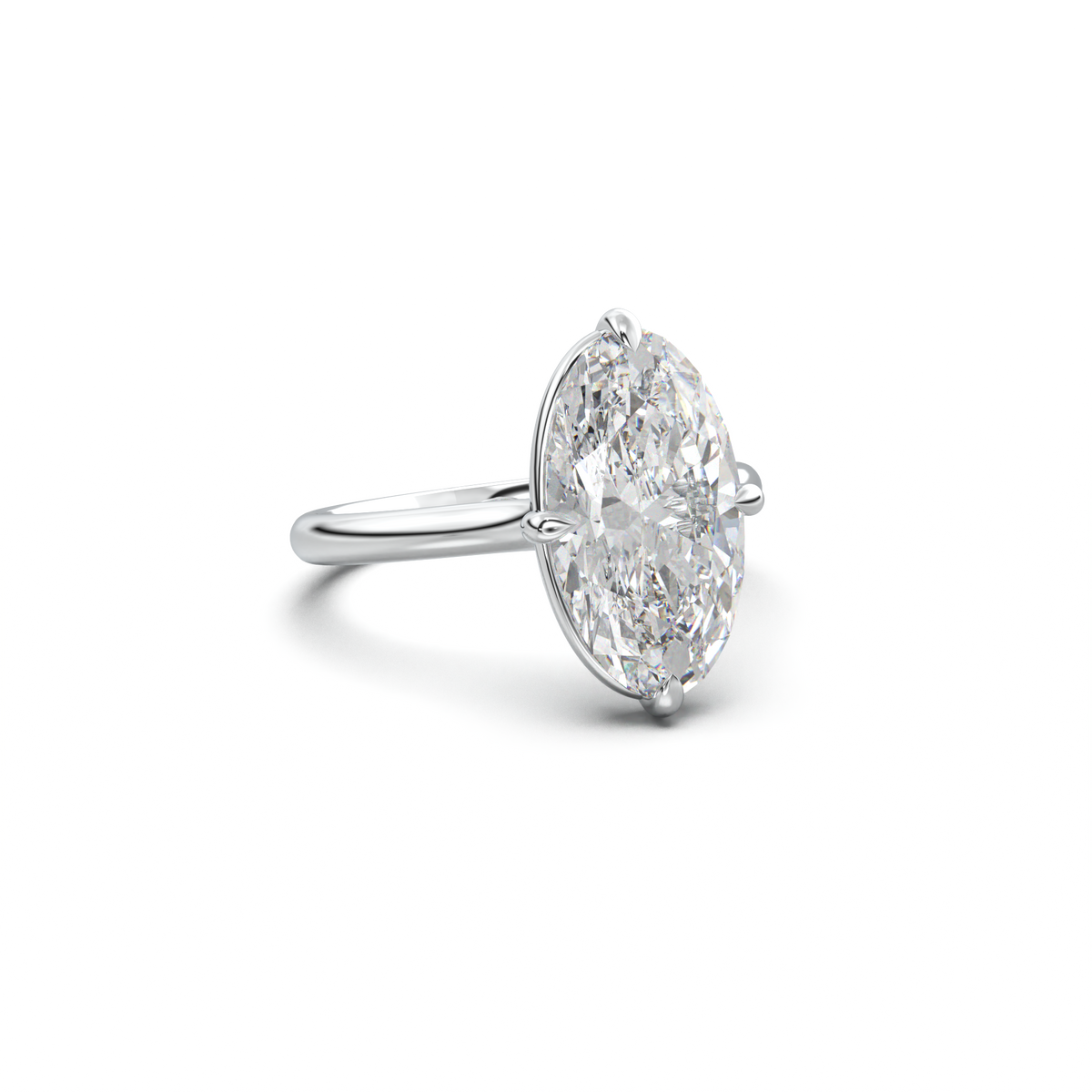 Elongated Moval Solitaire Engagement Ring