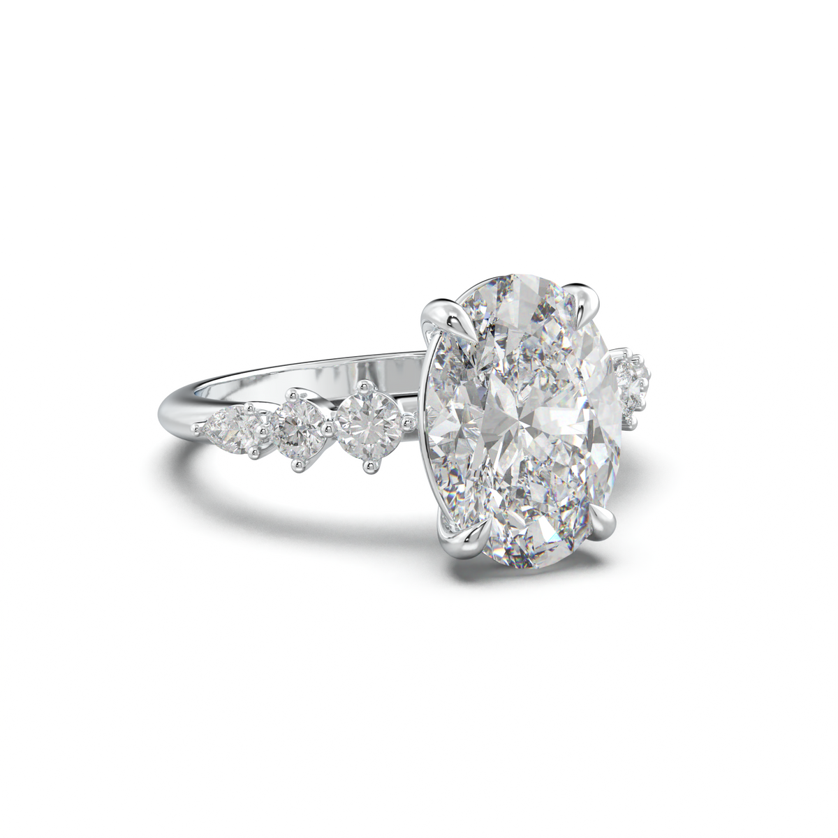 Oval Pear-Accent Engagement Ring
