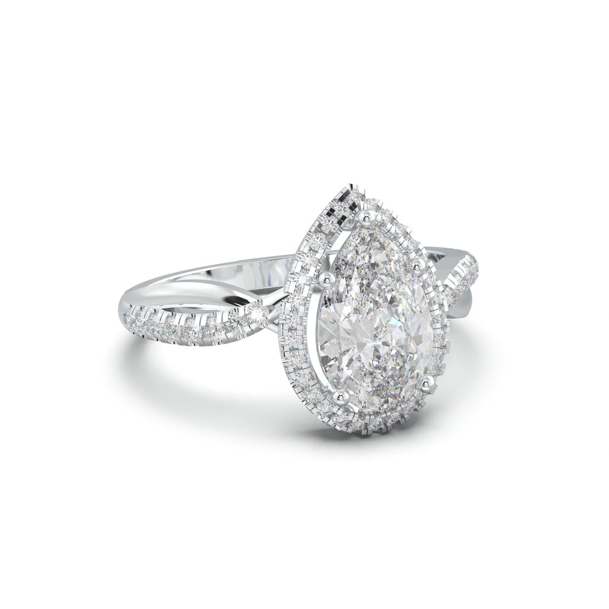 Pear Halo Twisted Pavé Engagement Ring