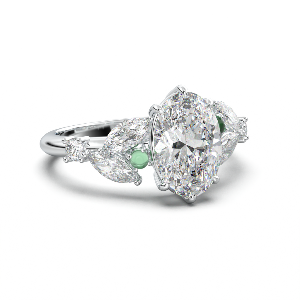 Oval Marquise-Accent Engagement Ring