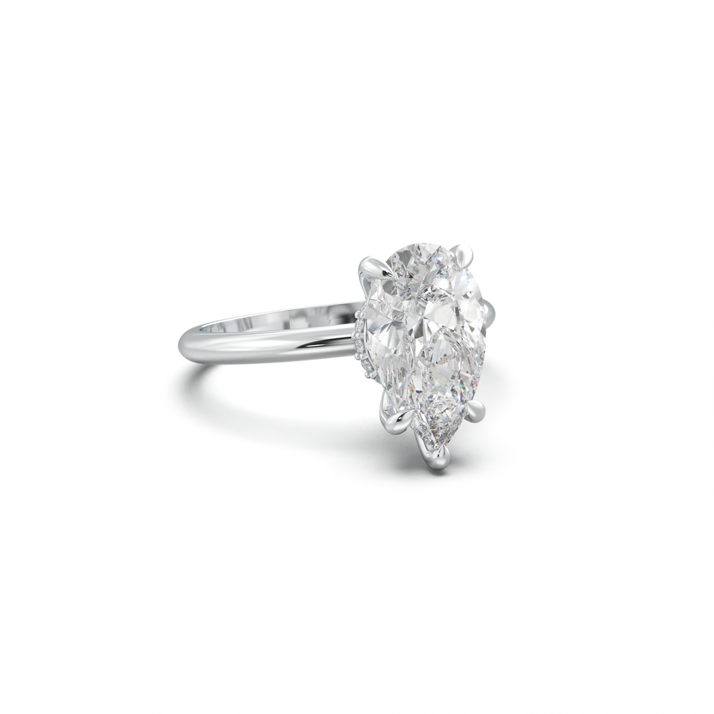 Pear Hidden Halo Engagement Ring