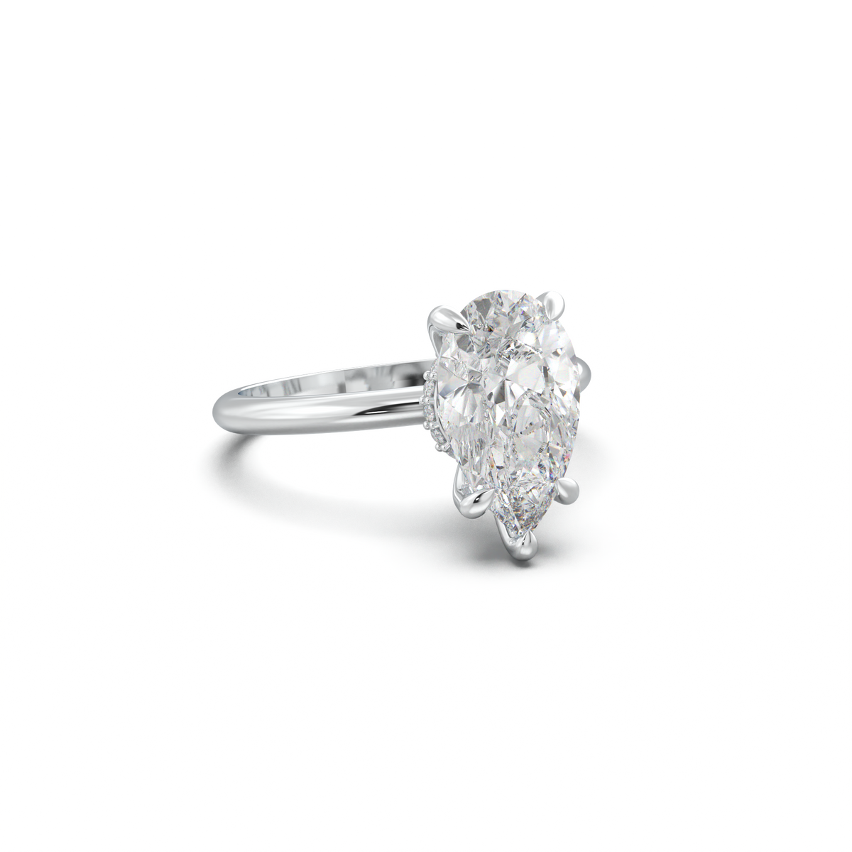 Pear Hidden Halo Engagement Ring