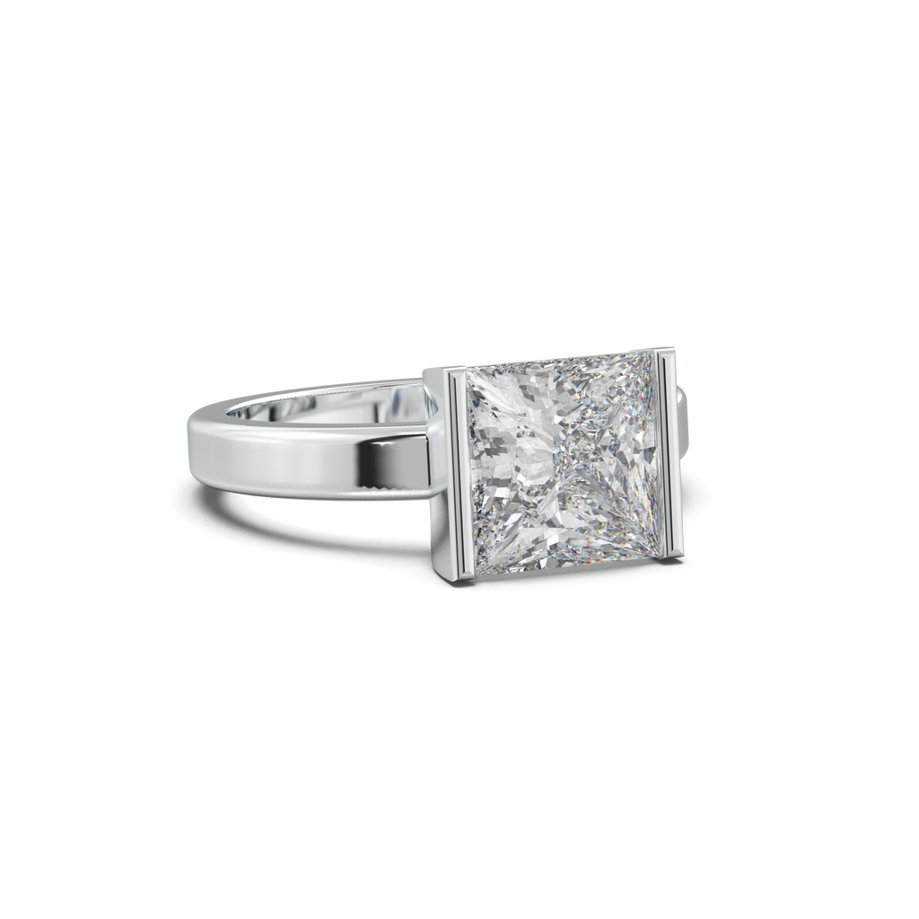 Princess Half-Bezel Engagement Ring