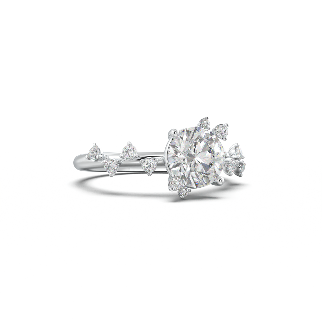 Round Botanical Accent Engagement Ring