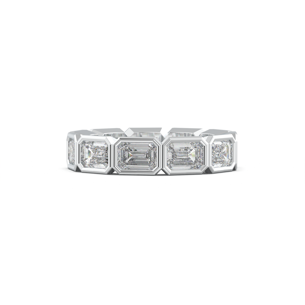 Emerald-Cut Bezel-Style Eternity Wedding Band