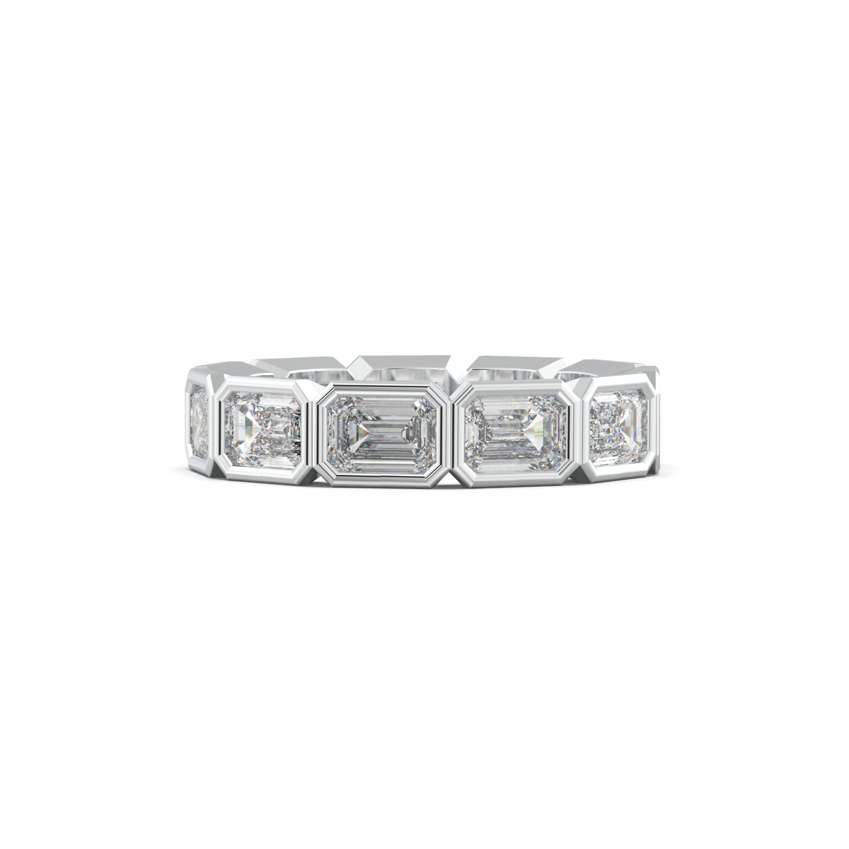 Emerald-Cut Bezel-Style Eternity Wedding Band