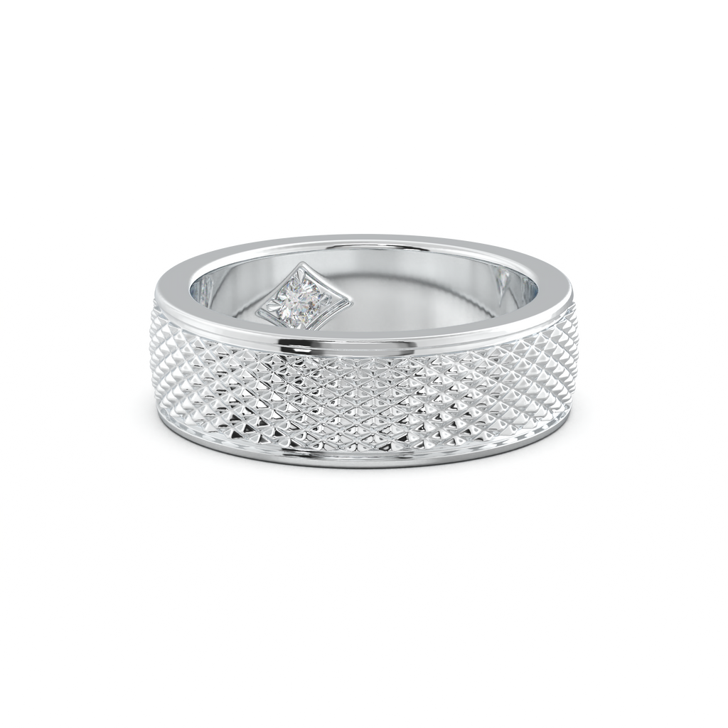 Diamond-Cut Textured Men's Wedding Band