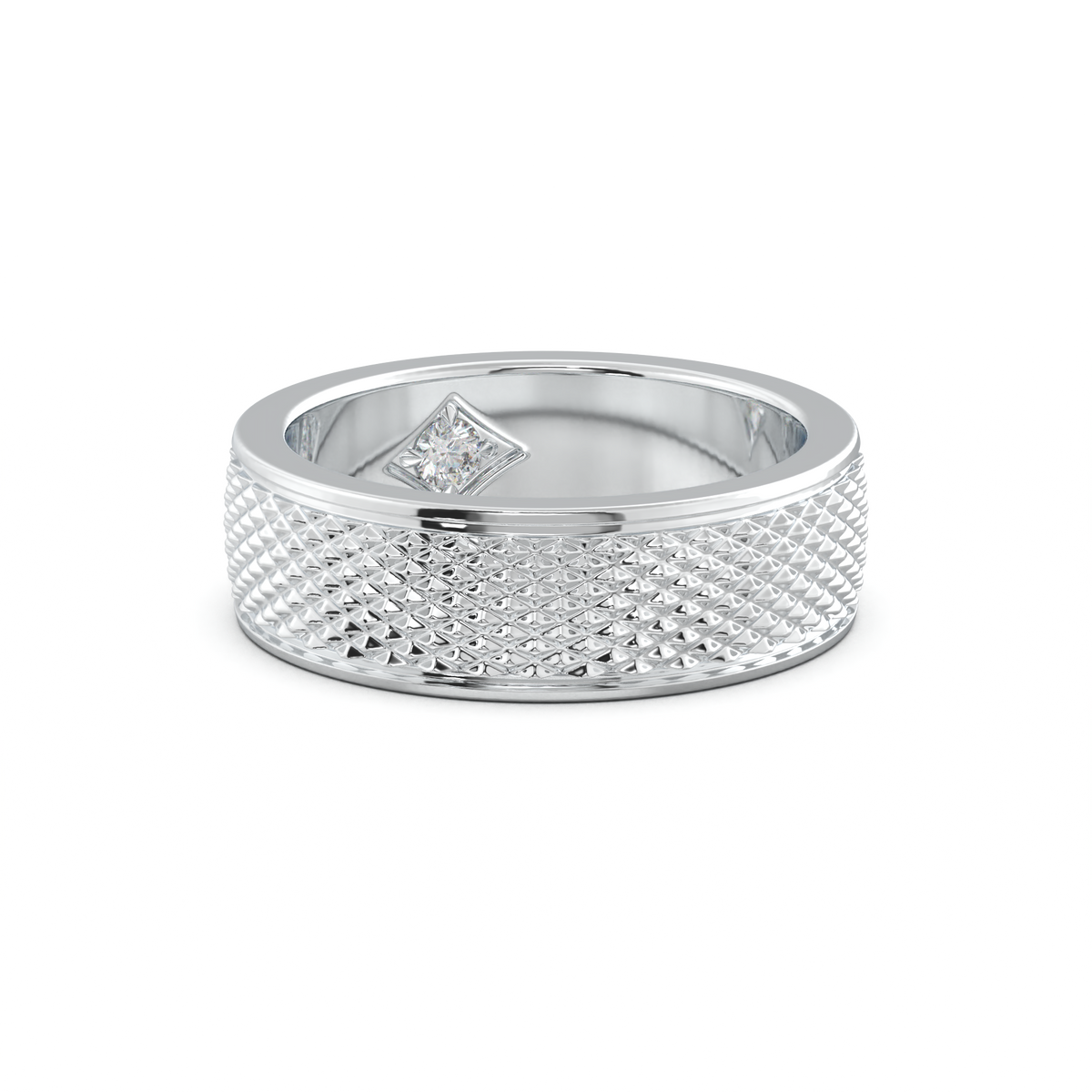 Diamond-Cut Textured Men's Wedding Band