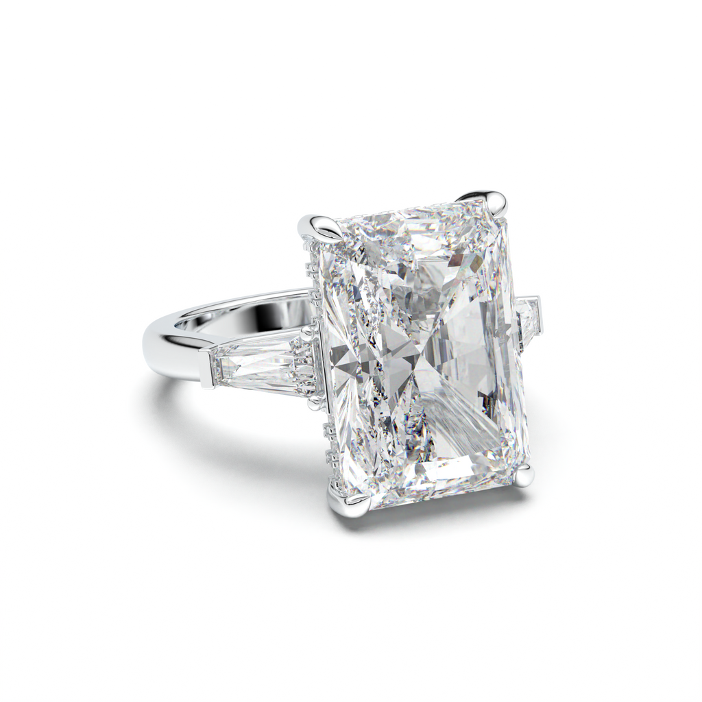 Radiant Baguette Hidden Halo Engagement Ring