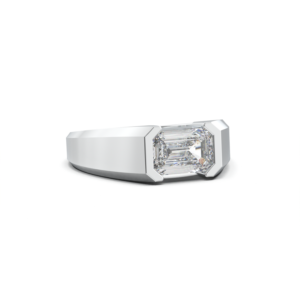 East-West Emerald Men's Ring