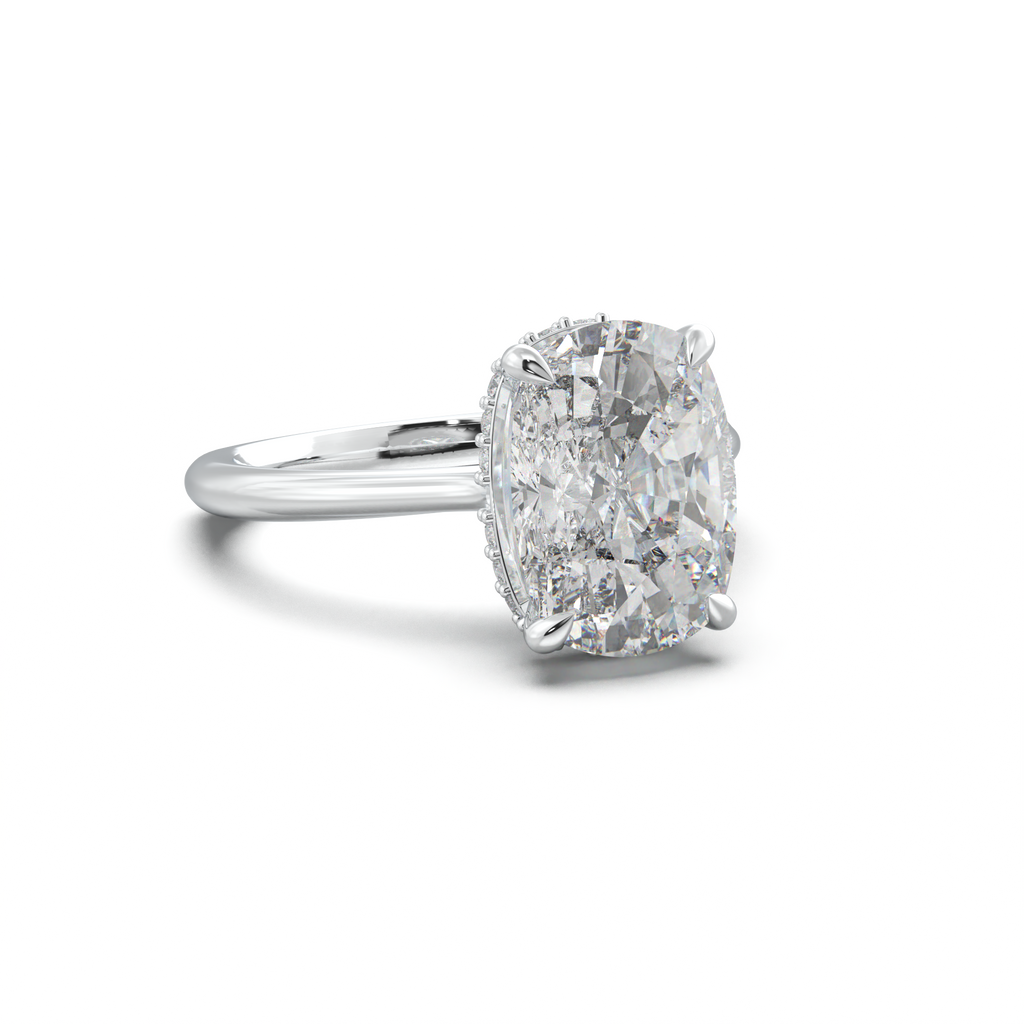 Cushion Hidden Halo Engagement Ring