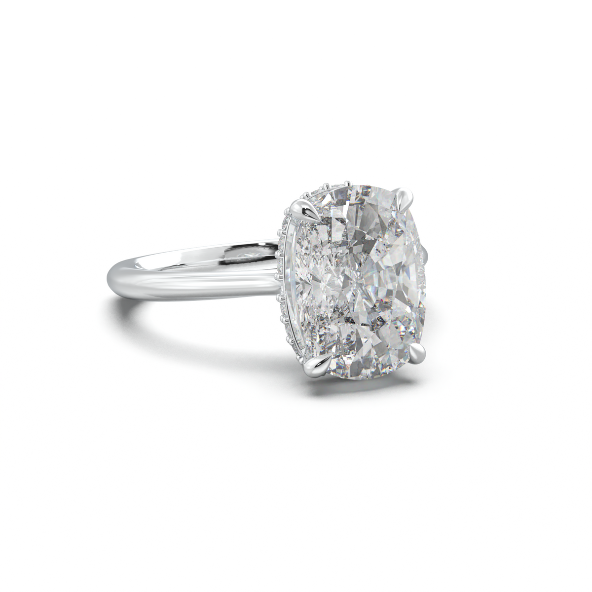 Cushion Hidden Halo Engagement Ring