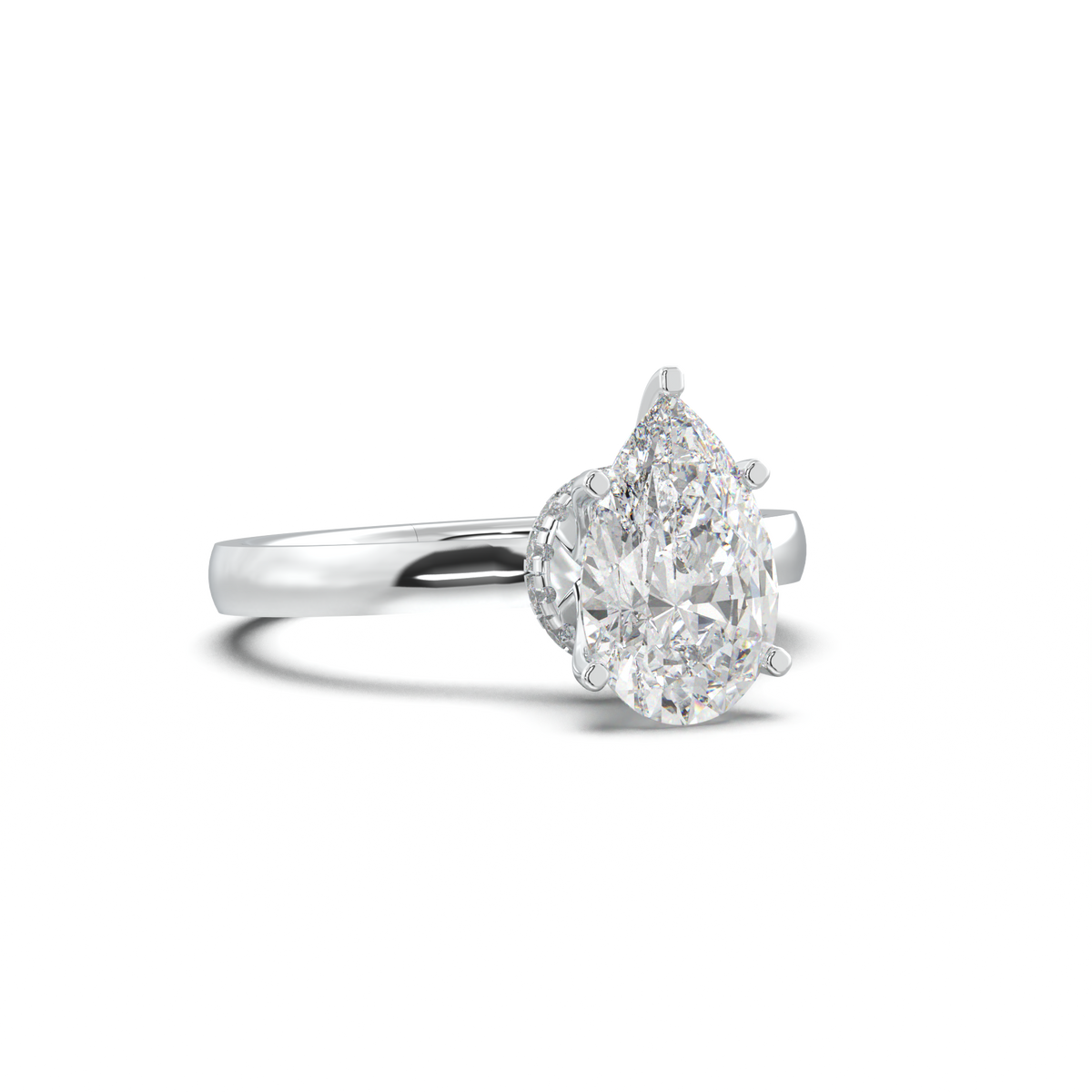 Round Hidden Halo Engagement Ring