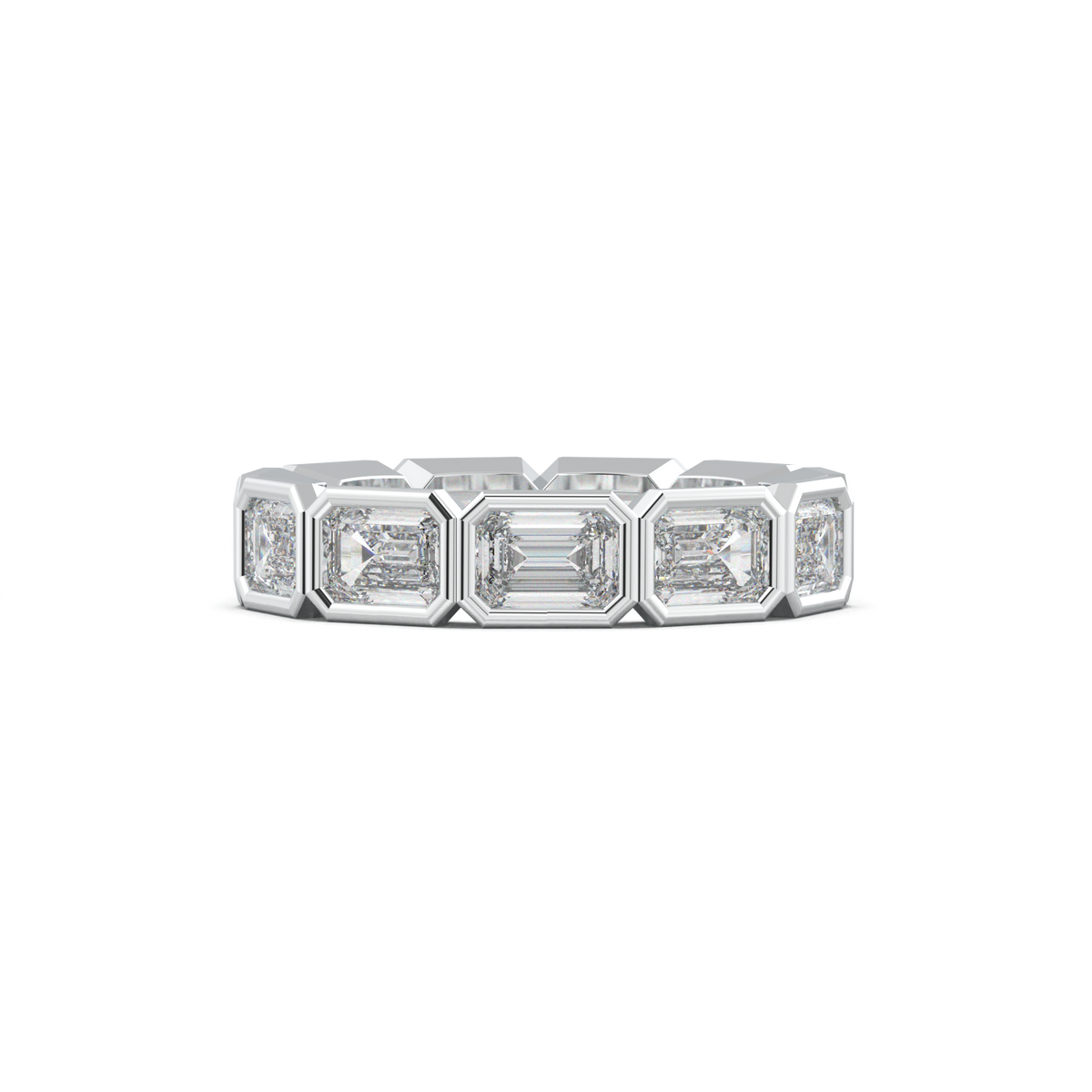 Emerald-Cut Bezel-Style Eternity Wedding Band