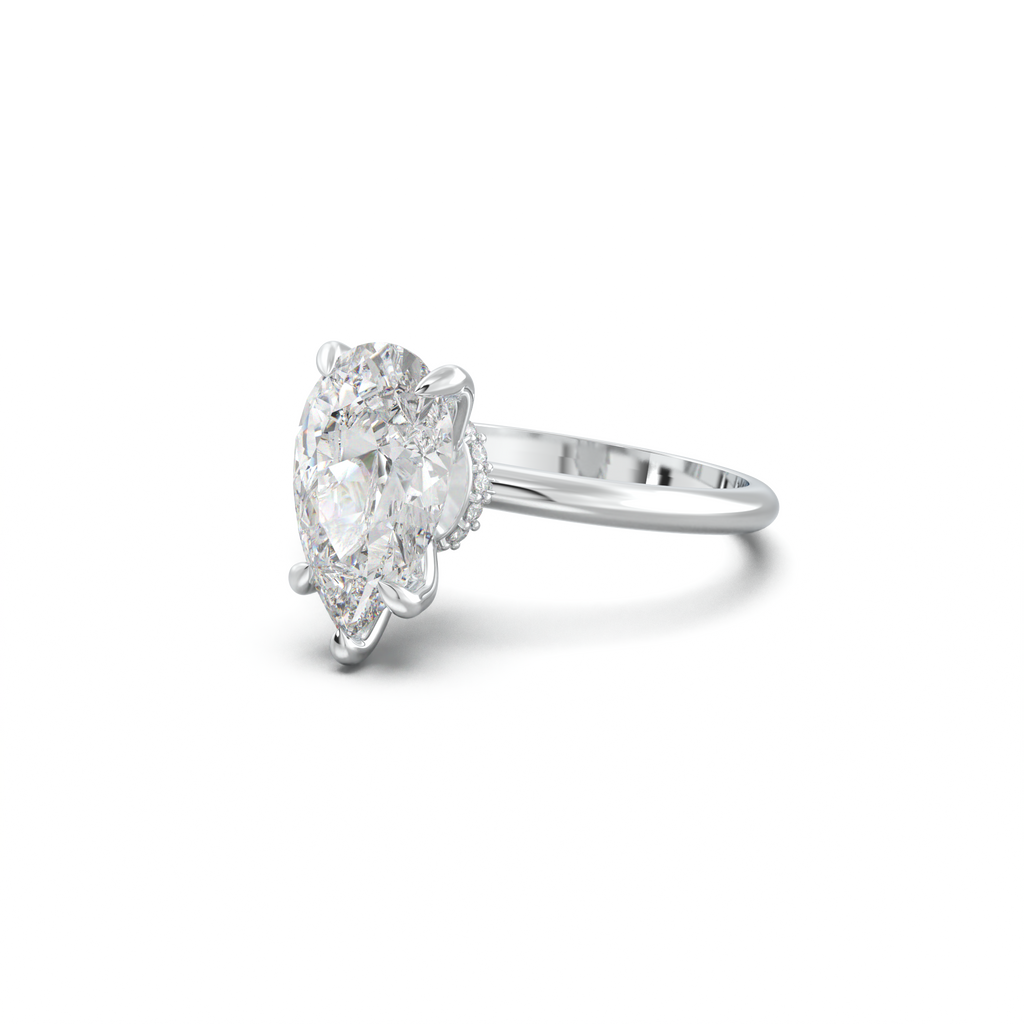 Pear Hidden Halo Engagement Ring