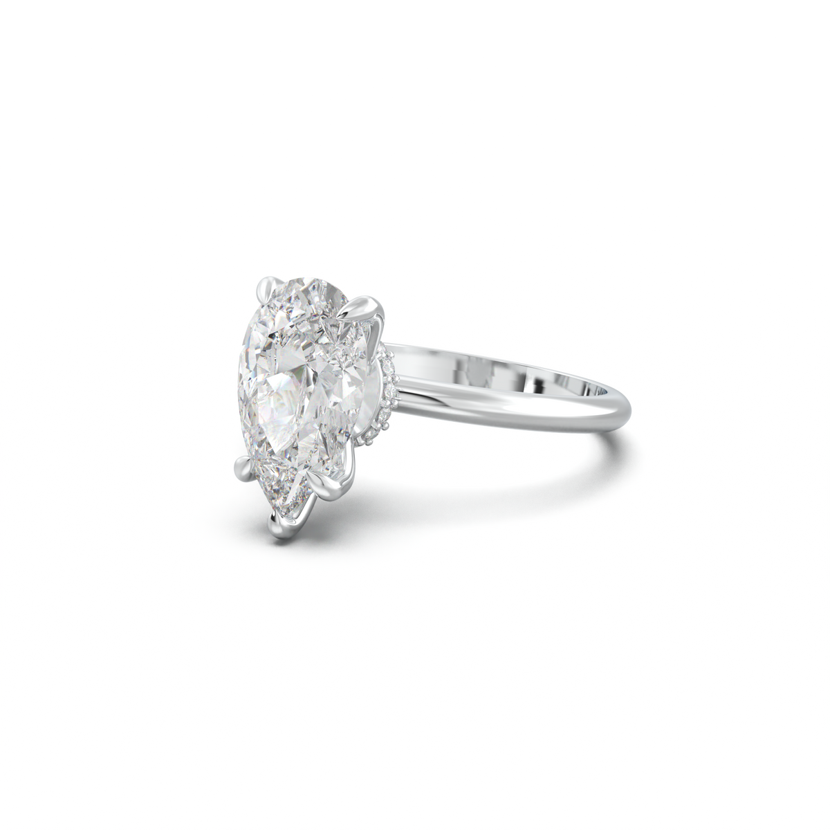 Pear Hidden Halo Engagement Ring