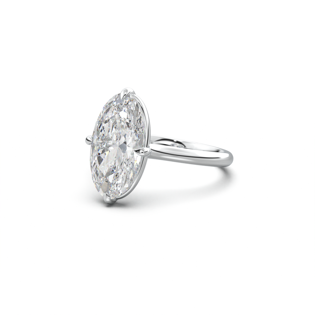 Elongated Moval Solitaire Engagement Ring
