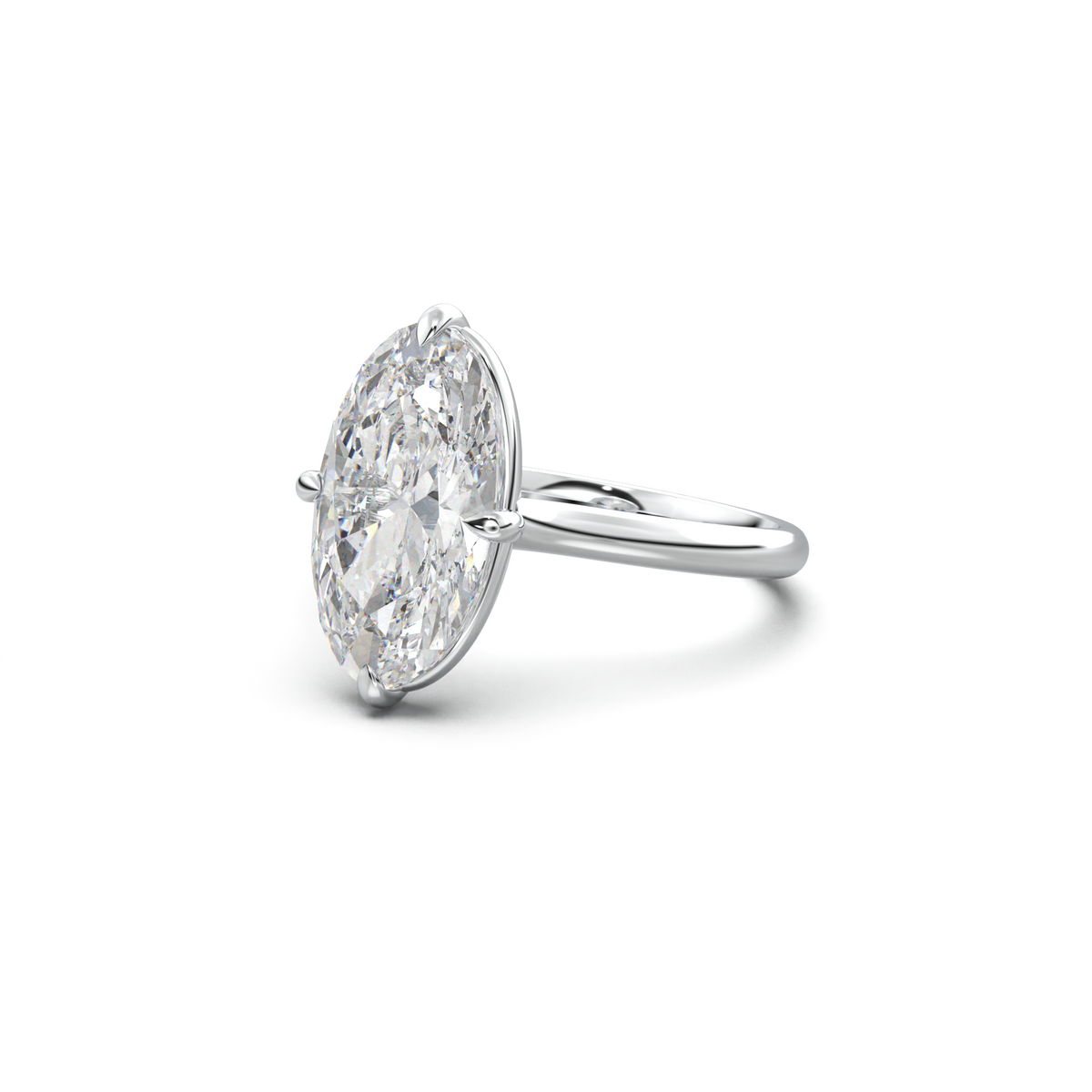 Elongated Moval Solitaire Engagement Ring