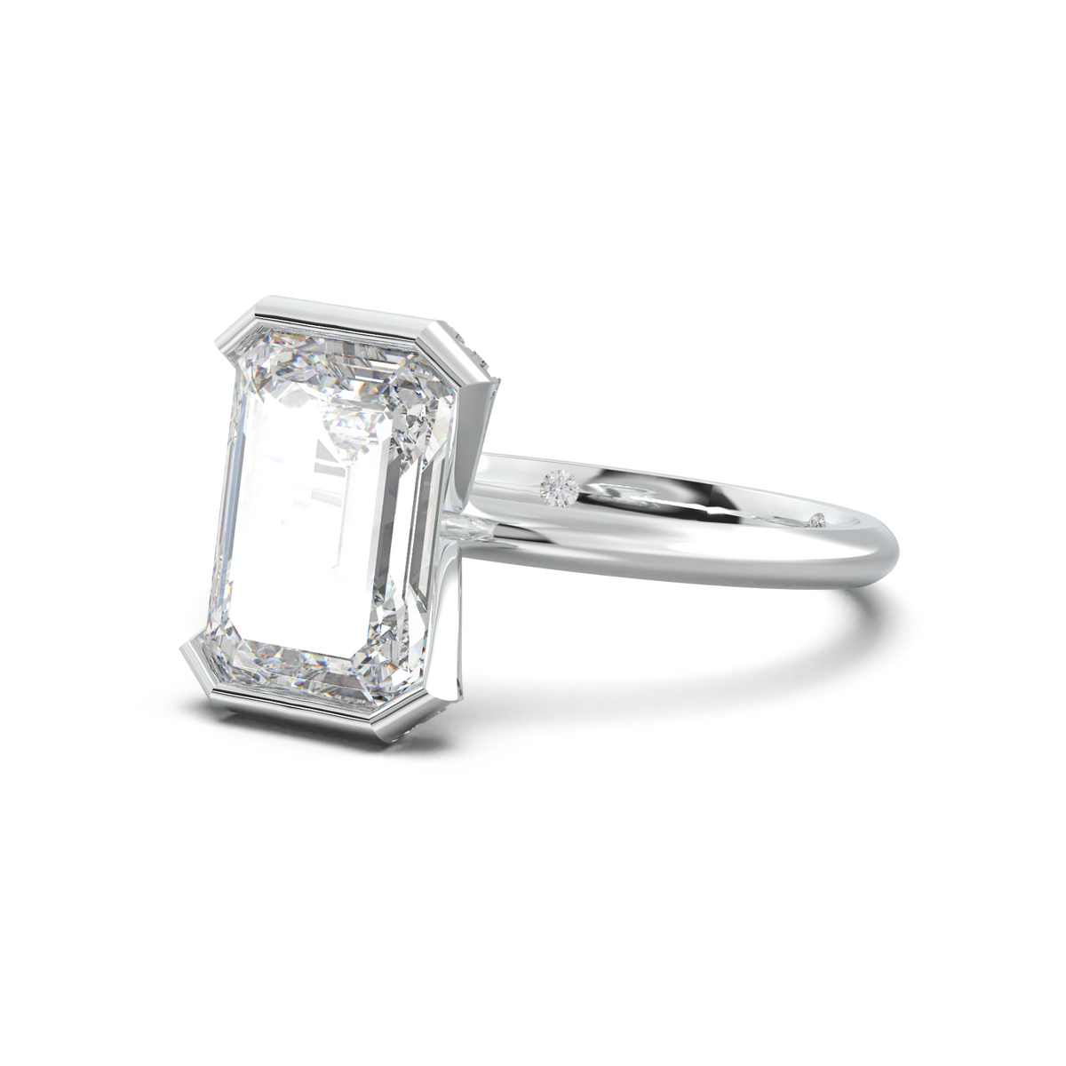 Emerald Hidden Halo Engagement Ring