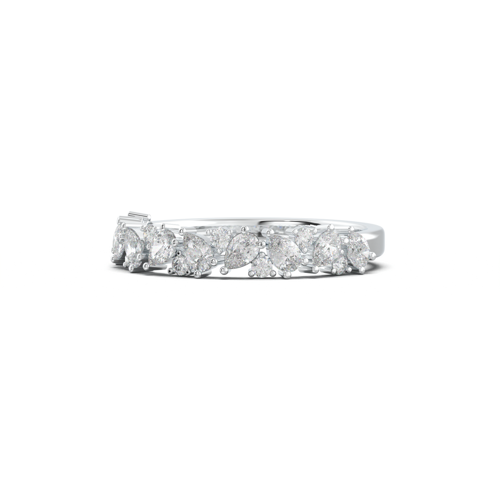 Alternating Pear & Round Half-Eternity Wedding Band