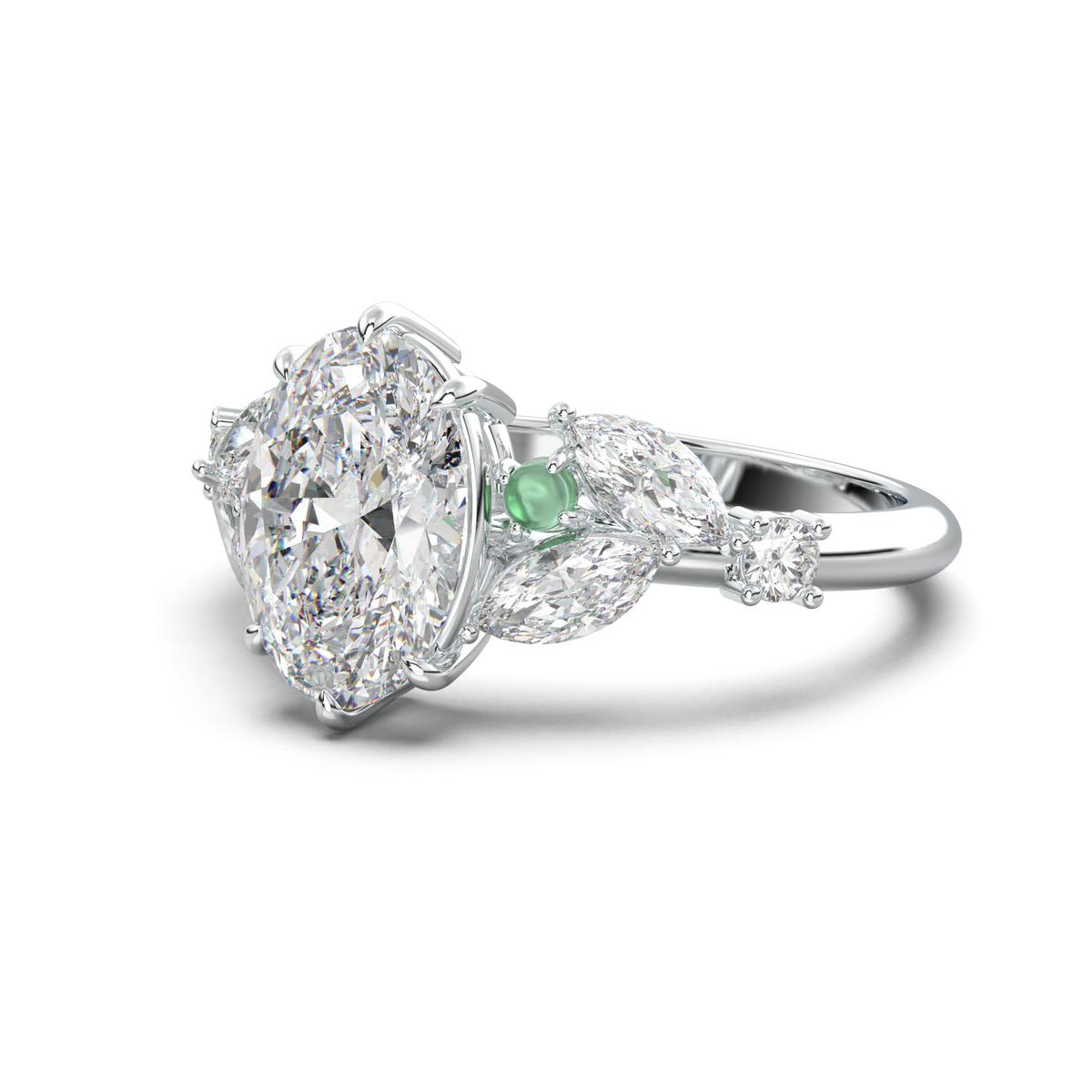 Oval Marquise-Accent Engagement Ring