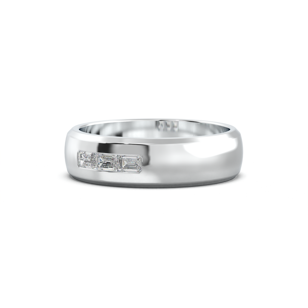 Three-Emerald Inlay Men's Band