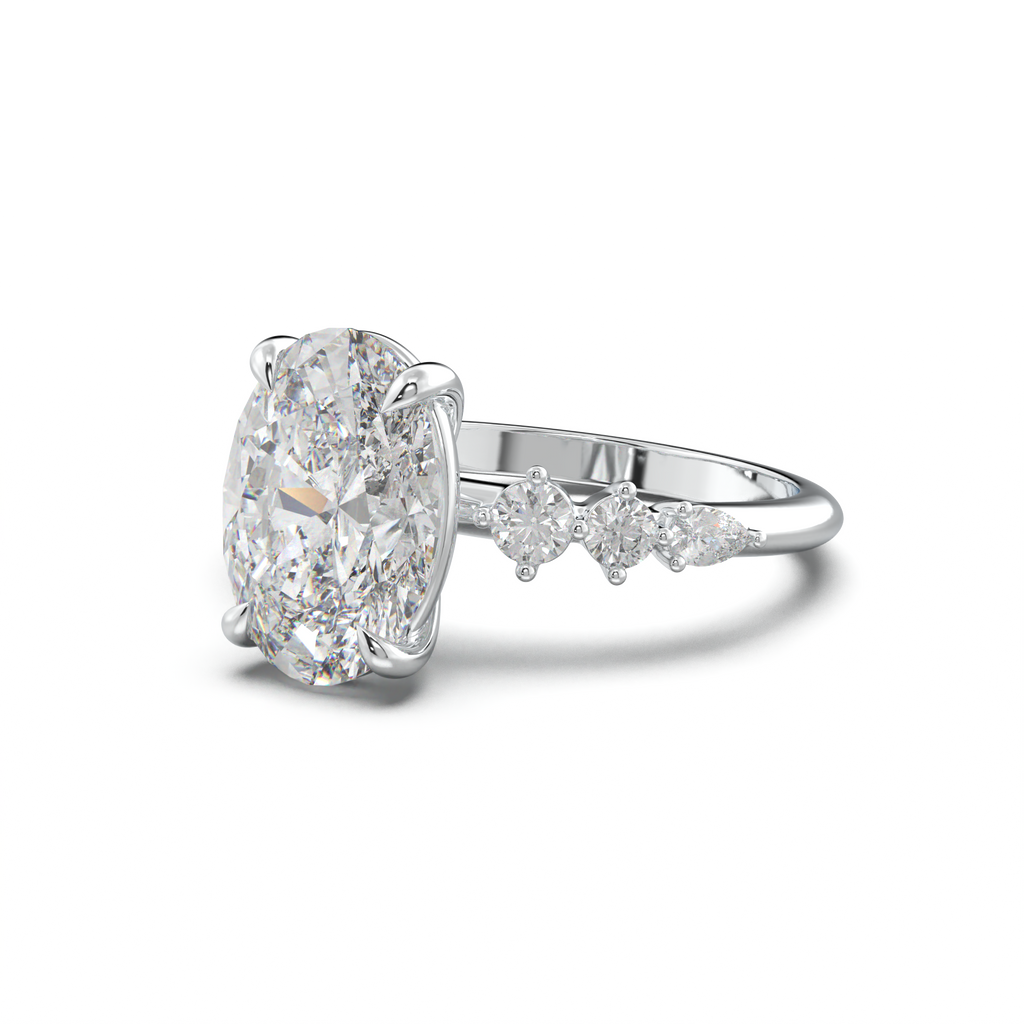 Oval Pear-Accent Engagement Ring