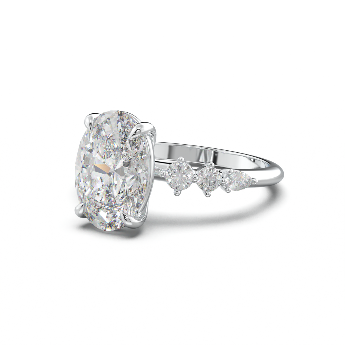 Oval Pear-Accent Engagement Ring
