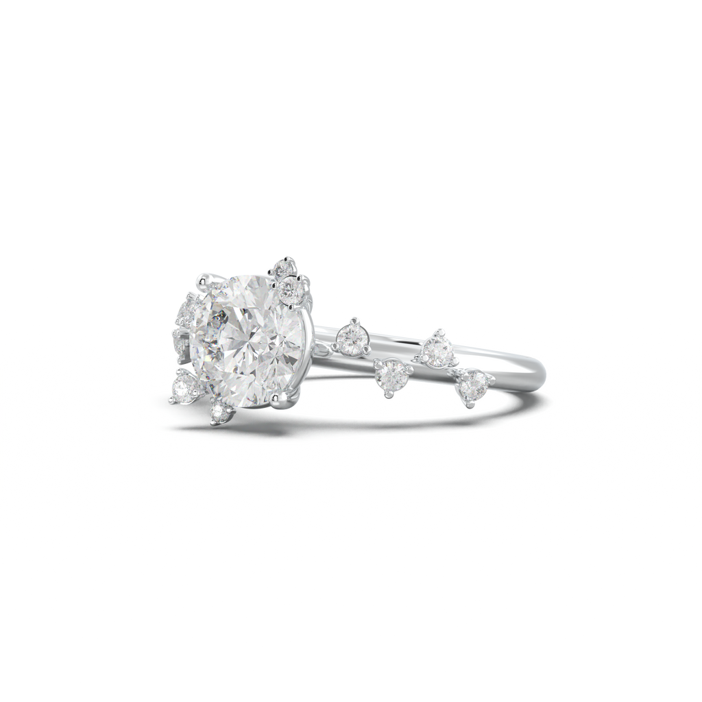 Round Botanical Accent Engagement Ring