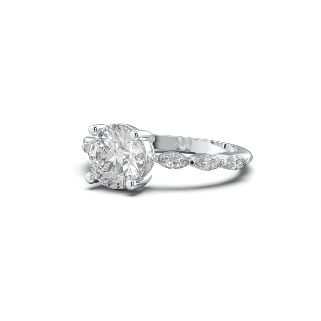 Round Marquise Side-Stone Engagement Ring