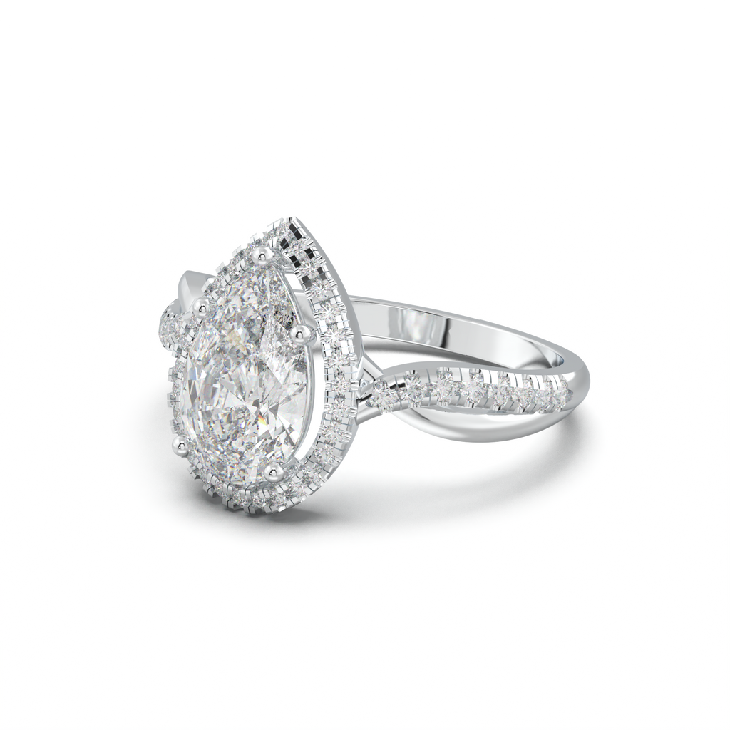 Pear Halo Twisted Pavé Engagement Ring