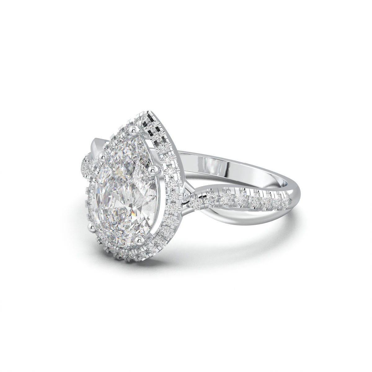 Pear Halo Twisted Pavé Engagement Ring