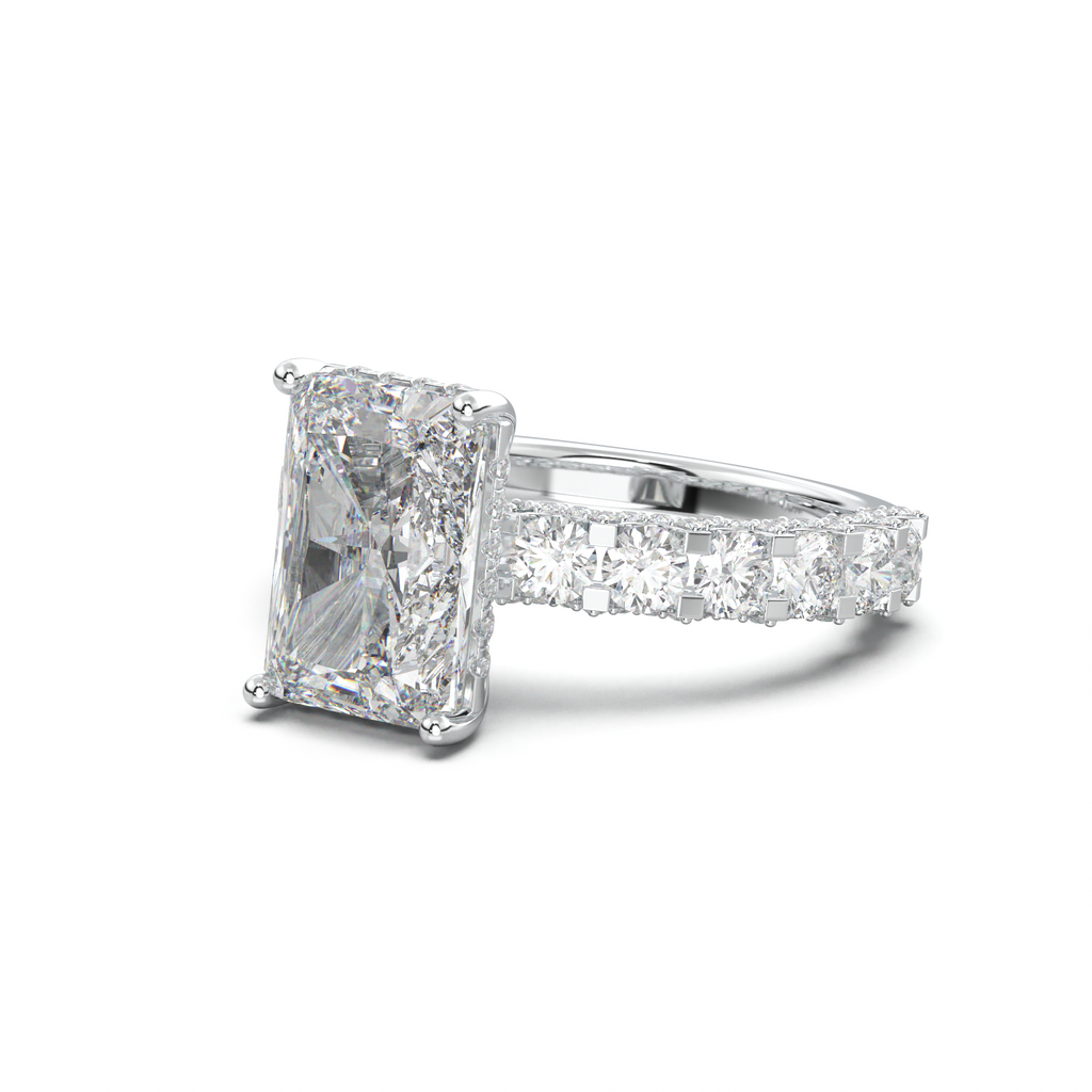 Radiant Diamond Band Engagement Ring