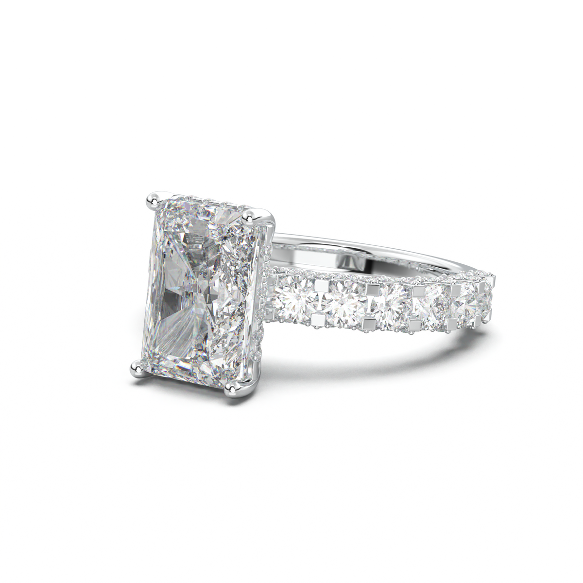 Radiant Diamond Band Engagement Ring