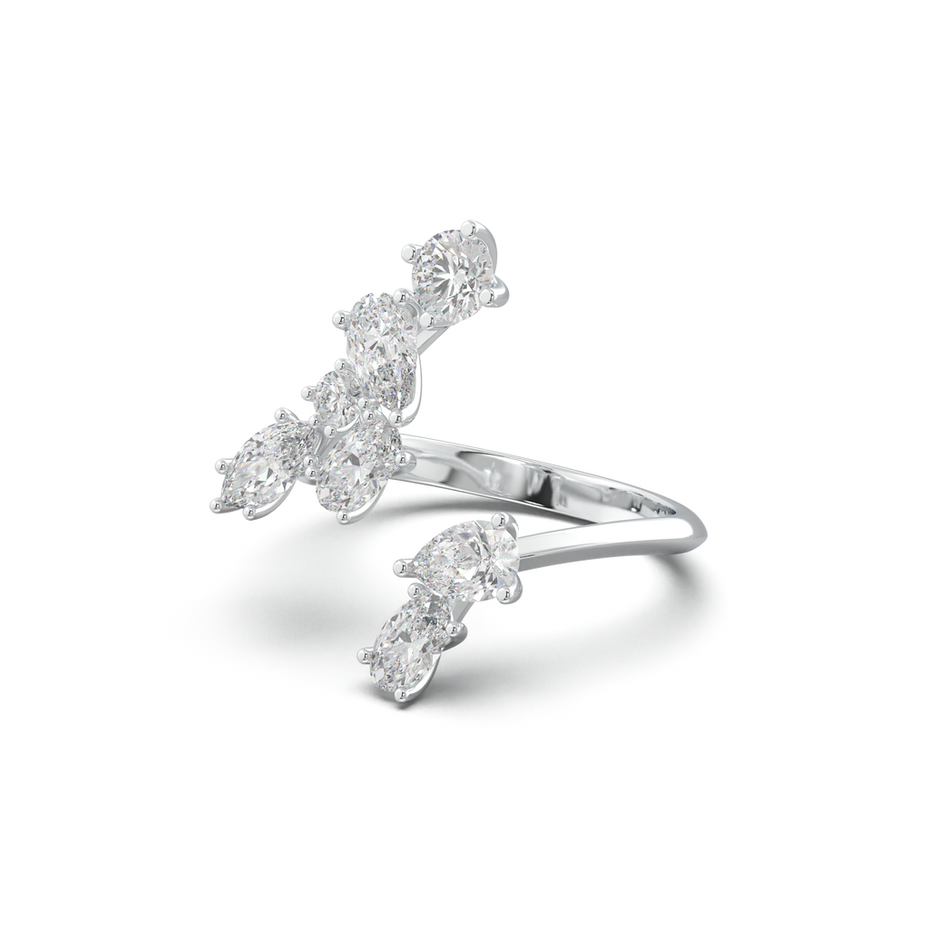 Asymmetric Mixed-Shape Diamond & Peridot Ring