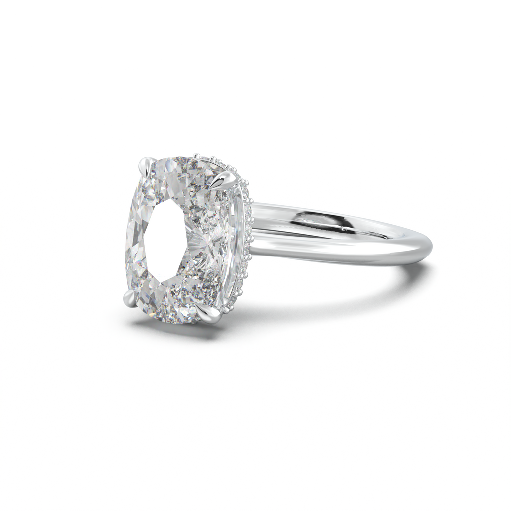 Cushion Hidden Halo Engagement Ring
