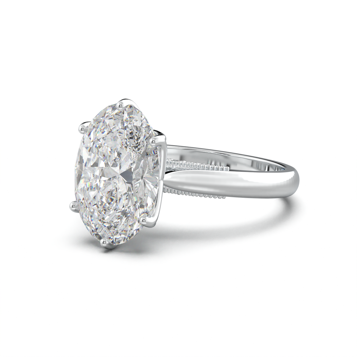 Oval Tulip Setting Hidden bridge Halo Engagement Ring
