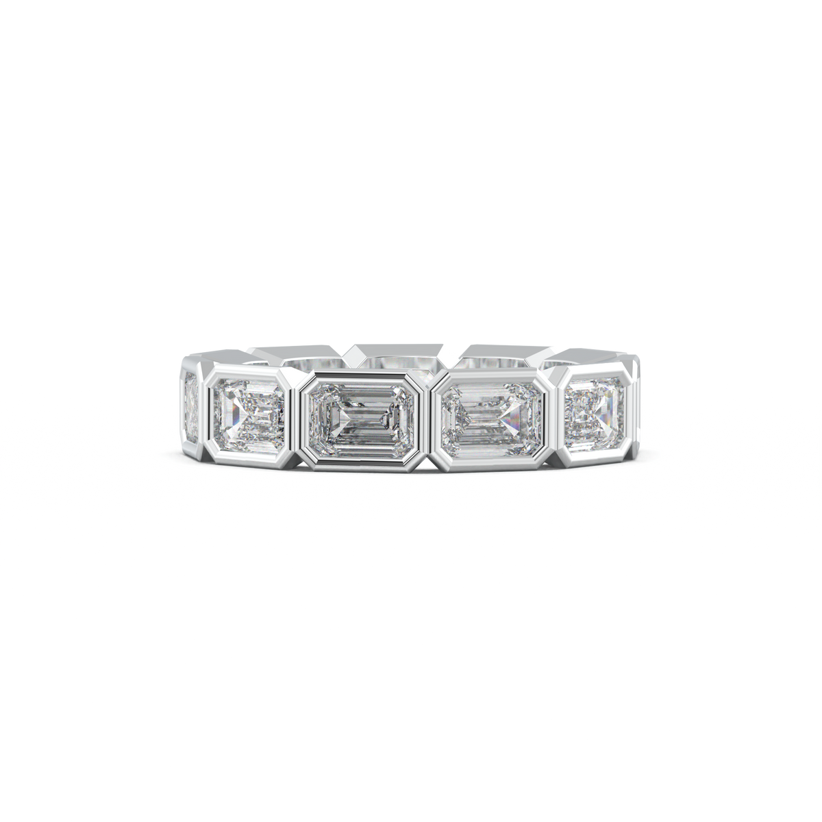 Emerald-Cut Bezel-Style Eternity Wedding Band
